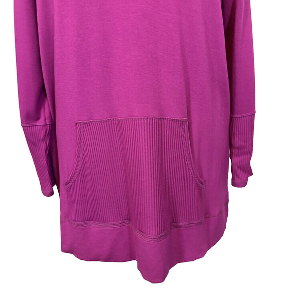Soft Surroundings Womens Size M Magenta Cozy Knit Tunic Top Kangaroo Pocket - Picture 3 of 10